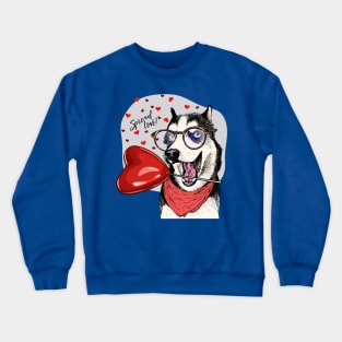 dog valentine spread love Crewneck Sweatshirt